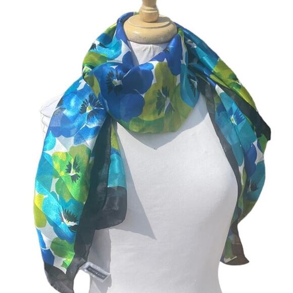Jennifer Moore Blue Floral Scarf - Picture 11 of 11